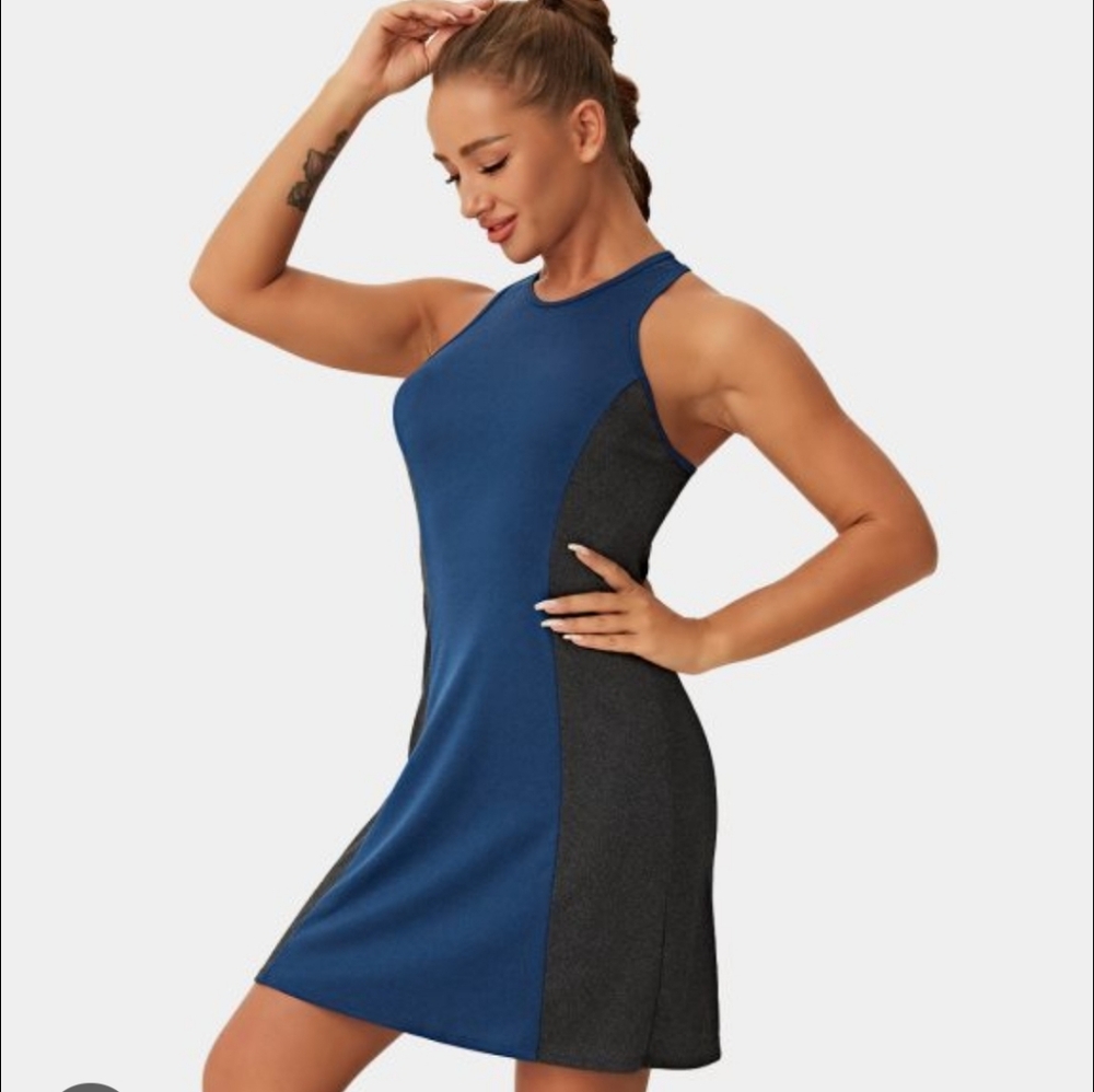 Halara Womens Racerback Dress tennis golf dress stretchy sport Sz. L NWT